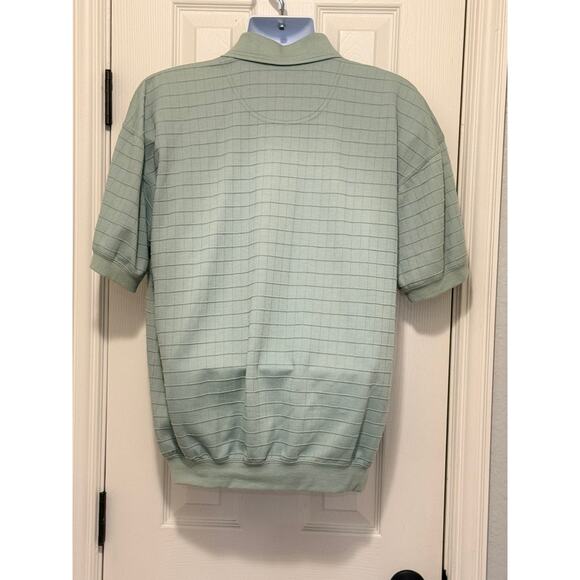 Vintage Safe Harbor Polo Shirt L – Sage Green Knit Cotton Blend Retro Style - Picture 7 of 7